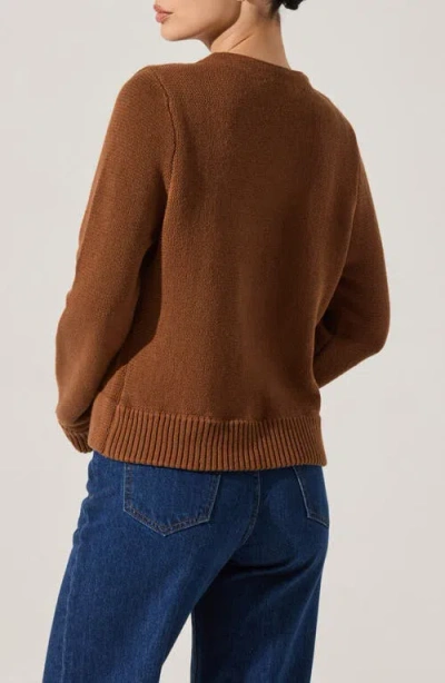Astr Merritt Double-breasted Cardigan Sweater In Brown