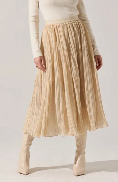 Astr The Label Salome Pleated A-line Midi Skirt In Neutral