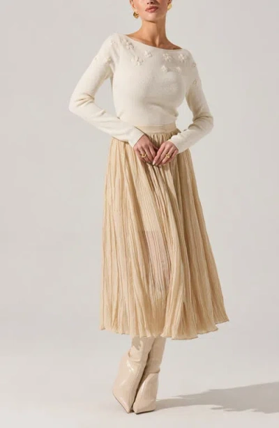 Astr The Label Salome Pleated A-line Midi Skirt In Neutral