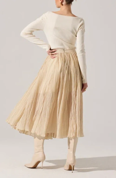 Astr The Label Salome Pleated A-line Midi Skirt In Neutral