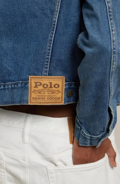 Polo Ralph Lauren Blue Cotton Faded Denim Jacket In Dark Blue