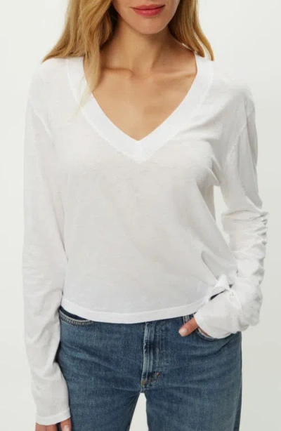 Michael Stars Brea V-neck Supima Cotton Top In White