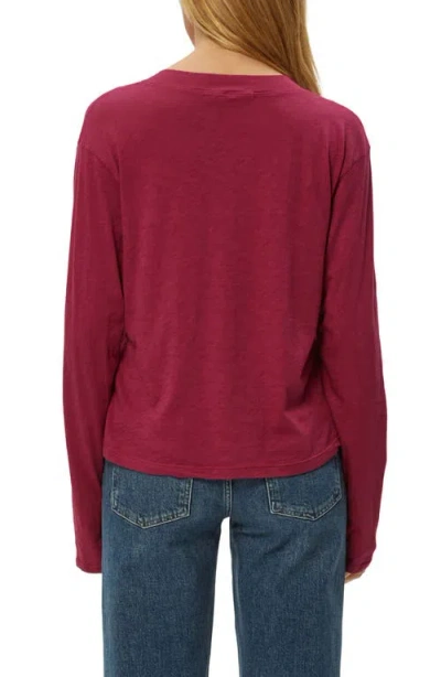 Michael Stars Kailee Long Sleeve V-neck Cotton T-shirt In Red