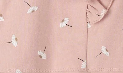 Firsts By Petit Lem Daisy Print Cotton Ruffle Sweatshirt & Joggers Set In Pink