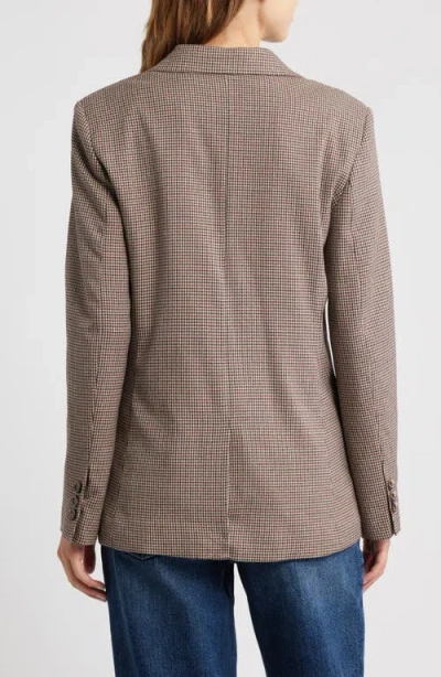 Mango Double-breasted Micro-houndstooth Jacket Burgundy In Brown