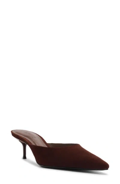 Schutz Julie Kitten Heel Mules Chestnut Brown In Brown