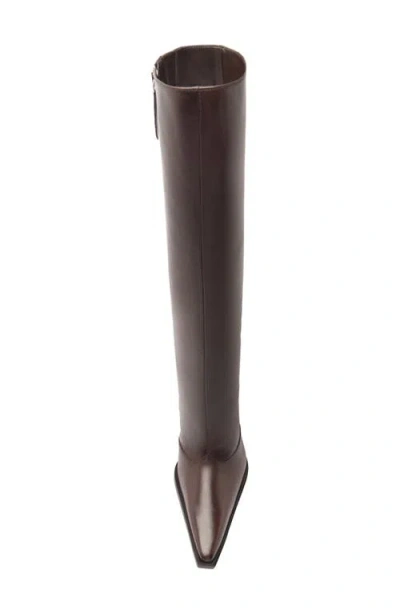 Schutz Raffaela Up Block Pointed Toe Knee High Boot In Brown