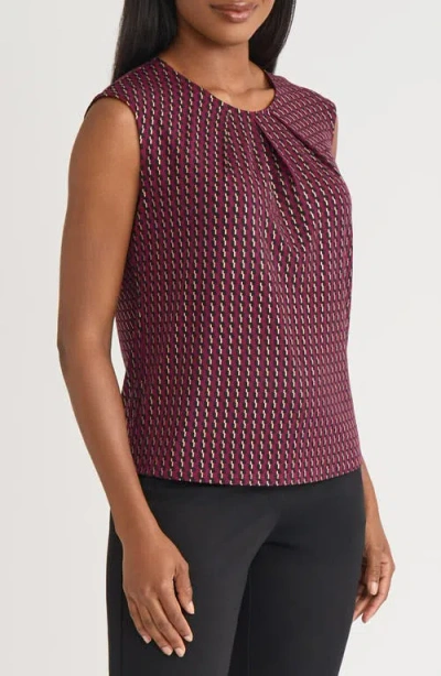 Kasper Foil Print Pleated-neck Extended-shoulder Top, Regular & Petites In Animal Print