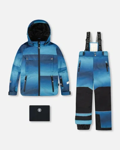 Deux Par Deux Boy Two-piece Teknik Snowsuit In Blue