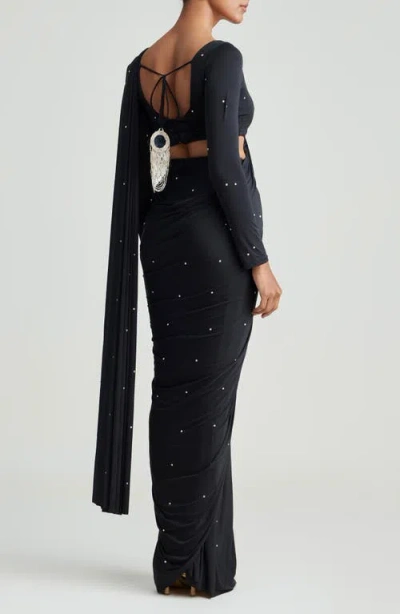 Holichic Five Second Beaded Saree In Black