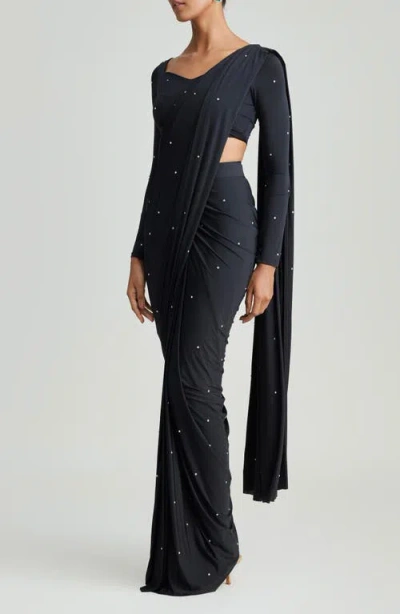 Holichic Five Second Beaded Saree In Black