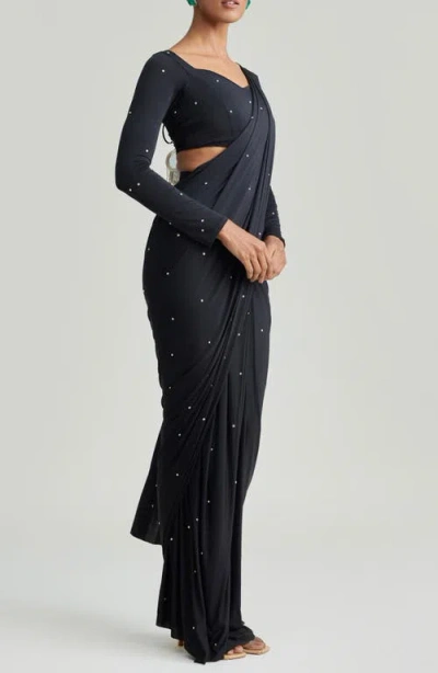 Holichic Five Second Beaded Saree In Black