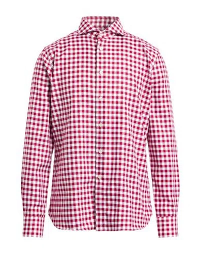 Agho Man Shirt Burgundy Size 17 ½ Cotton In Multi