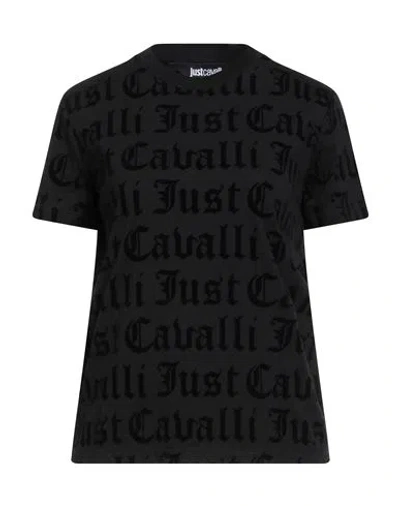 Just Cavalli Flocked-logo T-shirt In Black