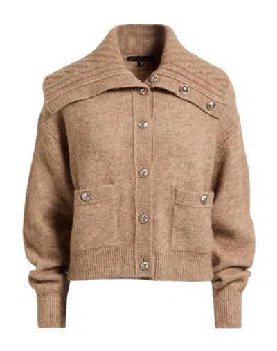 Maje Woman Cardigan Camel Size 2 Wool, Polyamide, Alpaca Wool, Acrylic, Elastane In Nude