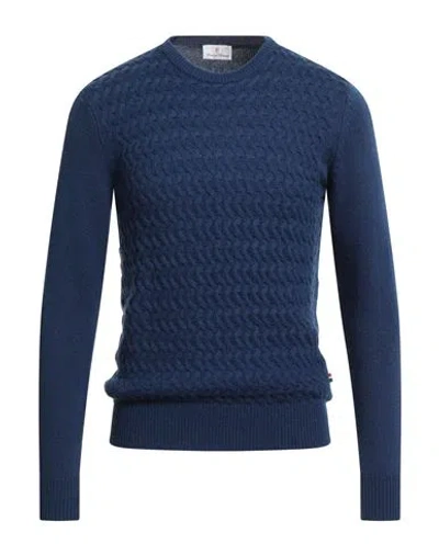 Conte Of Florence Man Sweater Blue Size M Polyamide, Viscose, Wool, Cashmere In Blue