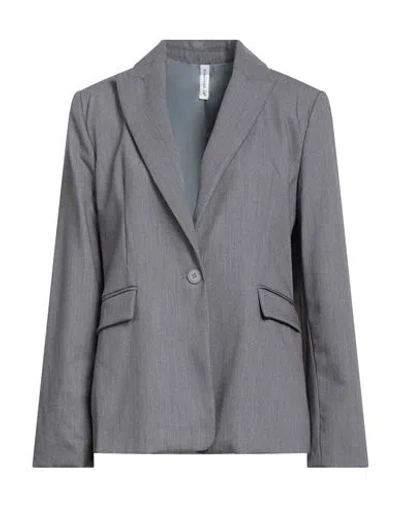 Tensione In Woman Blazer Grey Size M Polyester, Viscose, Wool, Elastane In Gray