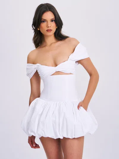 Miss Circle Women Umika White Bubble Hem Mini Dress In White