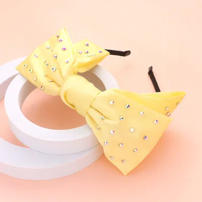 Fashnzfab Studded Bow Headband In Yellow