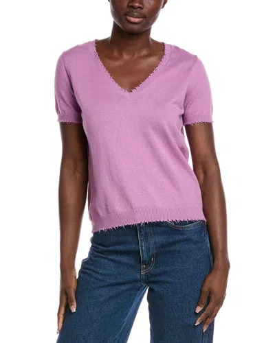 Minnie Rose Frayed Cashmere-blend T-shirt In Purple