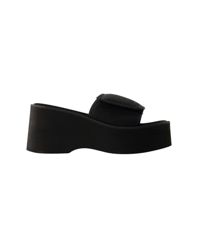 Courrèges Black Stretch Polyester Blend Scusa Wave Slippers In Black