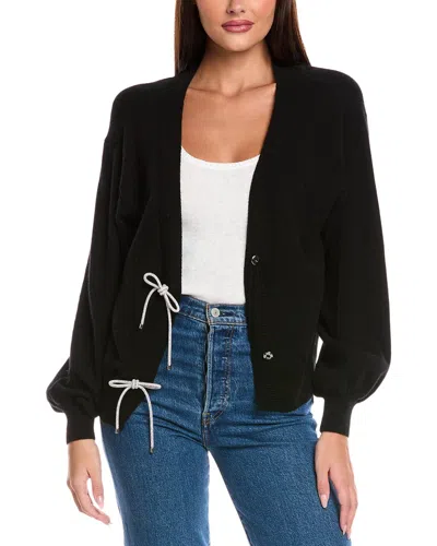 Brodie Cashmere Bling Bow Cashmere Cardigan In Black
