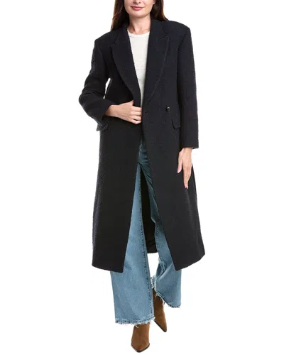 Sandro Boucle Wool & Alpaca-blend Coat In Blue
