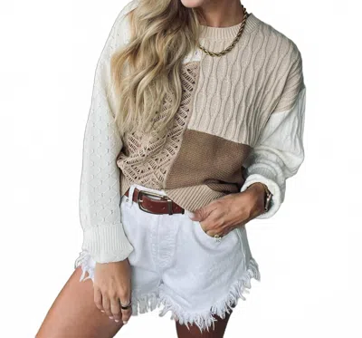 Lalavon Fall Feelings Sweater In Brown In Gray