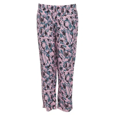 Marni Viscose Abstract Print Straight Leg Pants In Pink
