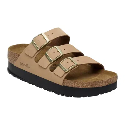 Birkenstock Papillio Florida Iii Flex Womens Nubuck Platform Sandals In Neutral