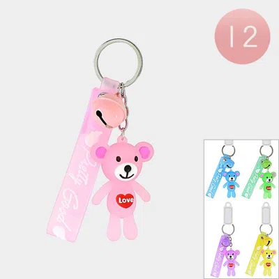 Fashnzfab 12pcs - Love Message Bear Keychains In Multi