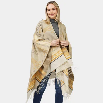 Fashnzfab Aztec Patterned Cape Poncho In Multi