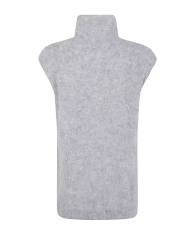 Antonelli High-neck Alpaca Top In Gray