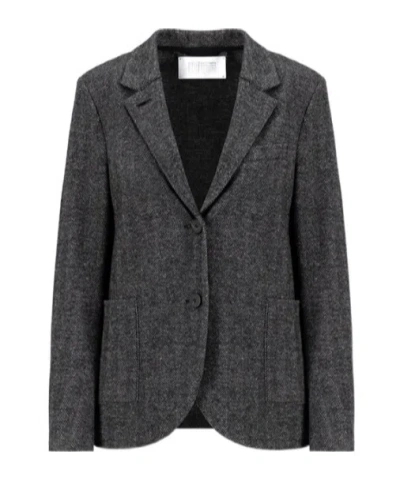 Harris Wharf London Herringbone-pattern Wool Jacket In Black