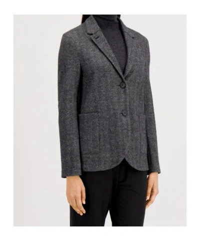 Harris Wharf London Herringbone-pattern Wool Jacket In Black