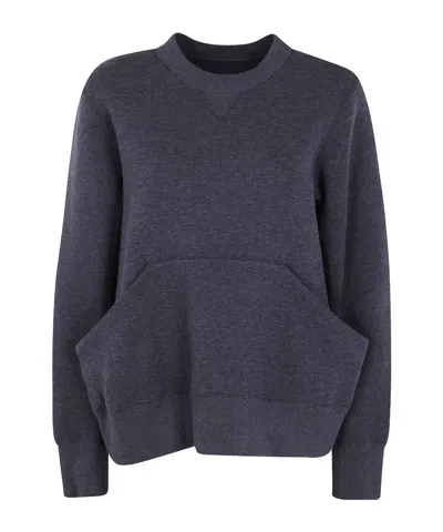 Sacai Kangoroo-pocket Cotton Sweatshirt In Blue