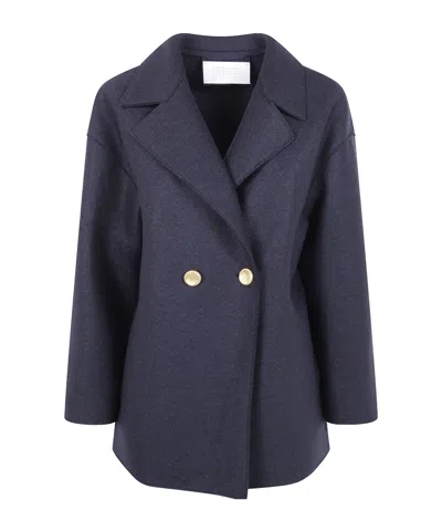 Harris Wharf London Women Dropped Shoulder Double Breasted Jacket Pres In Blue