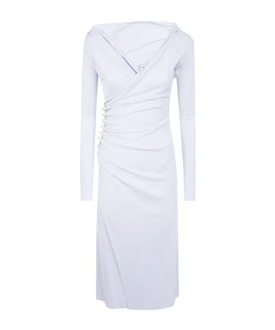 Elisabetta Franchi Jersey Dress With Jewel Buttons In White