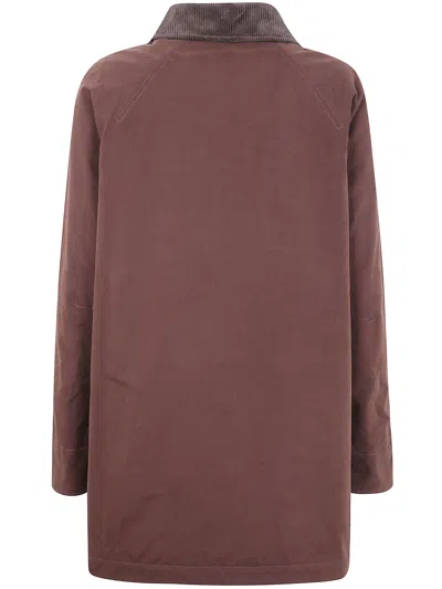 Aspesi Corduroy Collar Long Sleeve Coat In Burgundy