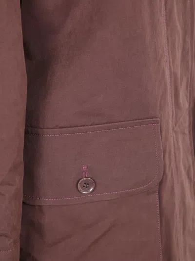 Aspesi Corduroy Collar Long Sleeve Coat In Burgundy