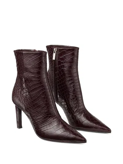 Jimmy Choo Croc-embossed Leather Ankle Boots With Pointed Toe In Brown