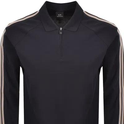 Armani Exchange Stripe Polo T Shirt Navy In Blue