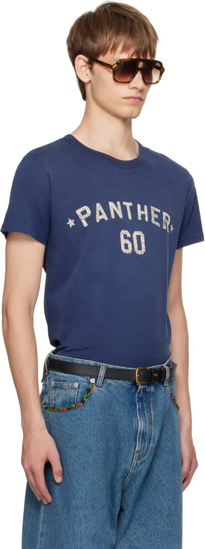 Valentino Panther Graphic Print Crew Neck T-shirt In Blue