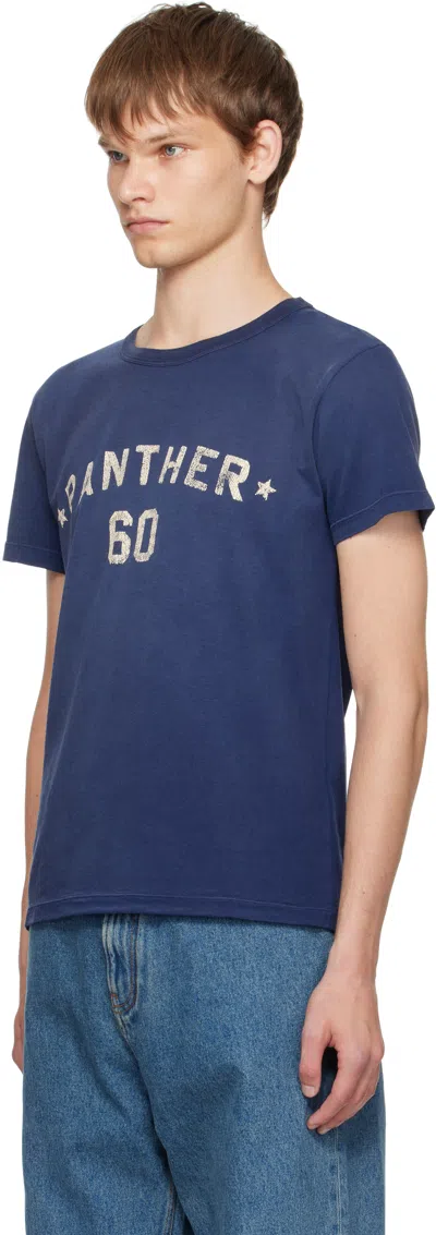 Valentino Panther Graphic Print Crew Neck T-shirt In Blue