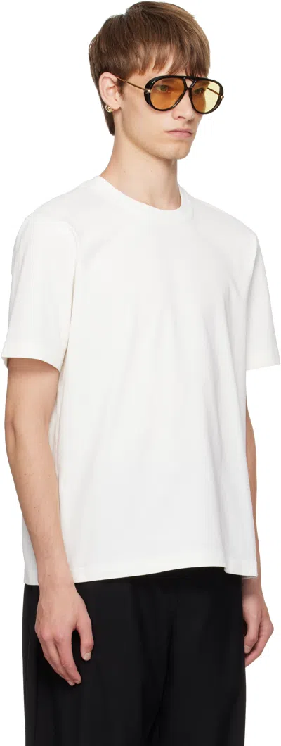 Bottega Veneta White T-shirt With Applied Patch On The Front In Cotton Man In White