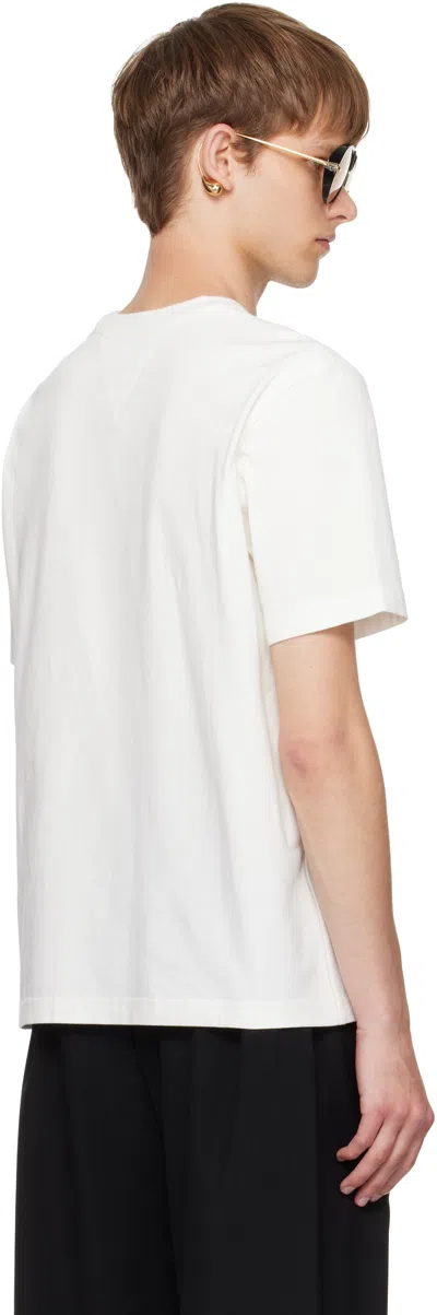 Bottega Veneta White T-shirt With Applied Patch On The Front In Cotton Man In White