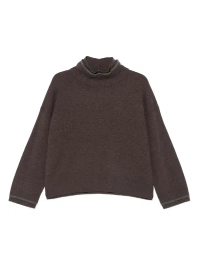 Brunello Cucinelli Cashmere Turtleneck Sweater In Brown