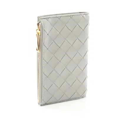 Pre-owned Bottega Veneta Intrecciato Gray Intrecciato Wallet (bi-fold) ()