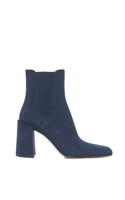 Gabriela Hearst Luke High Heel Ankle Boot In Navy Suede In Blue