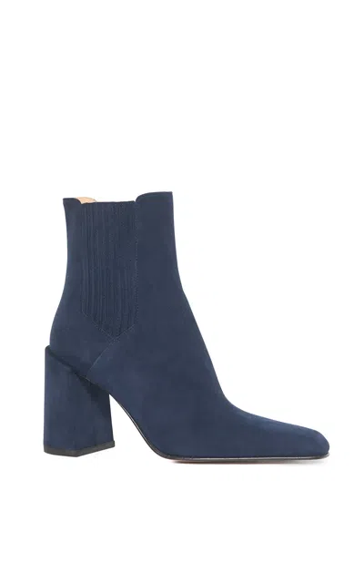 Gabriela Hearst Luke High Heel Ankle Boot In Navy Suede In Blue